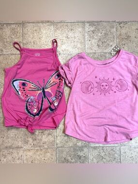 Girls Lot of 2 Summer Tops Pink Jumping Bean Tank and SO T-Shirt Size 7/ Small